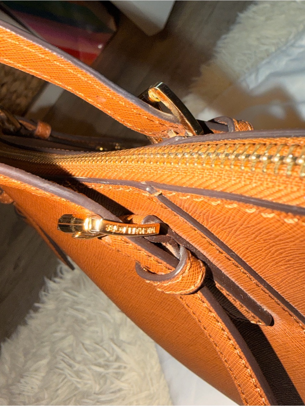Michael Kors brown Saffiano Leather Tote with Gold Hardware - Picture 9 of 14